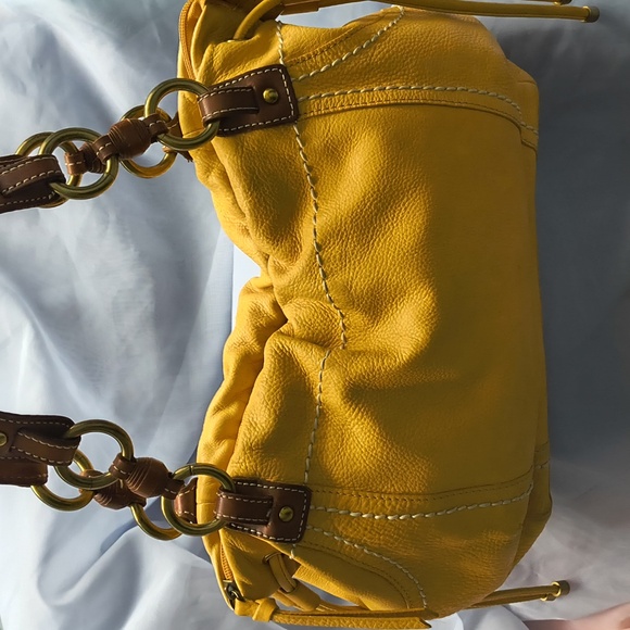 Fossil Handbags - Vintage Fossil Yellow Leather Shoulder Bag